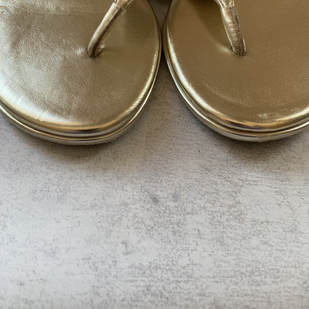 Anne Klein Women Sandals 8M Wedge Gold Metallic Slip On Comfort Shoes - Picture 16 of 16